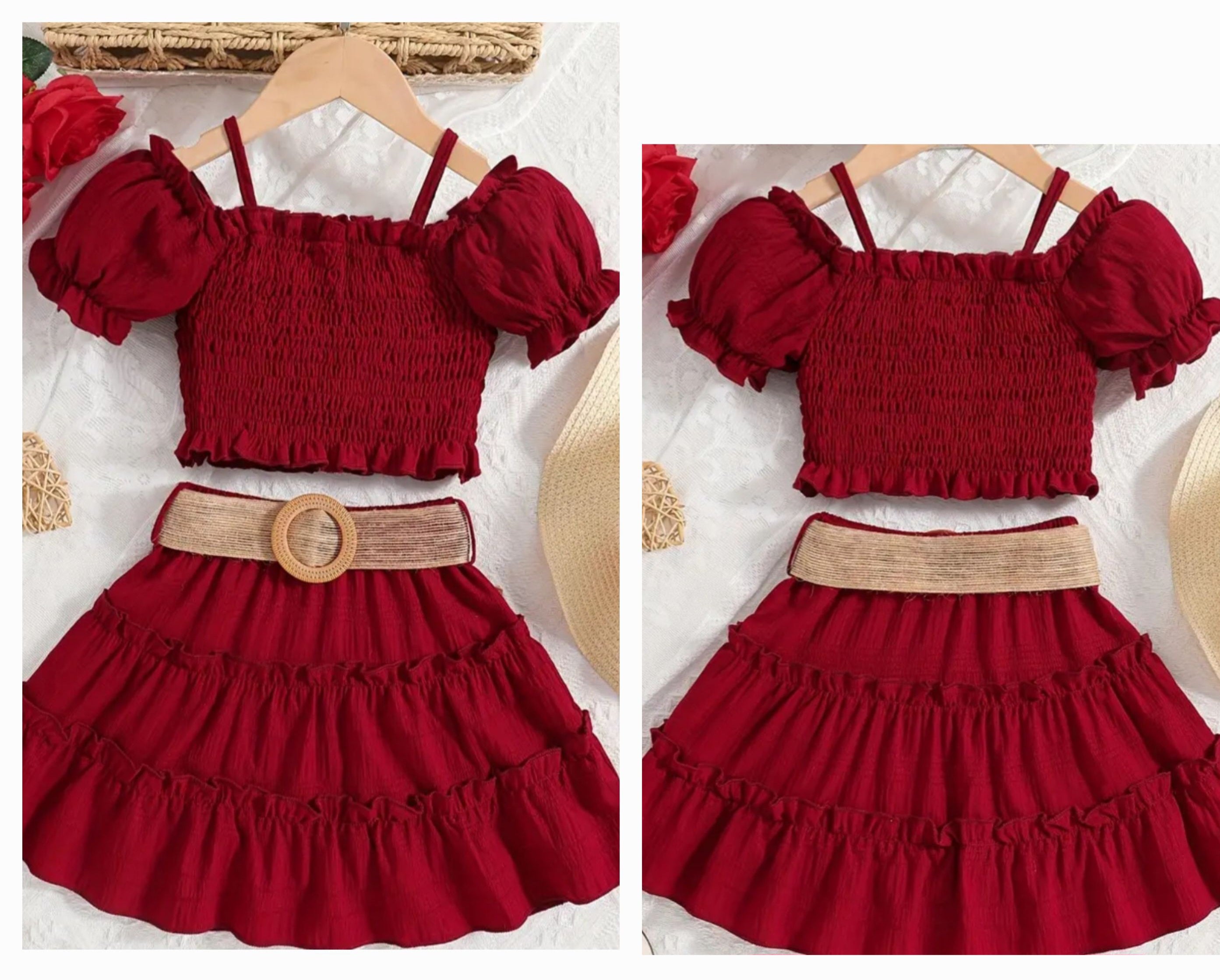 2-Piece Burgundy Skirt Set