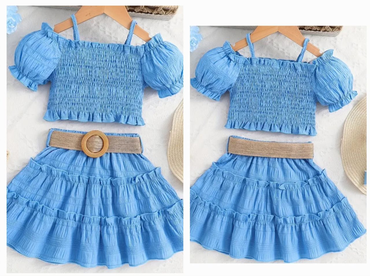 2-Piece Light Blue Skirt Set