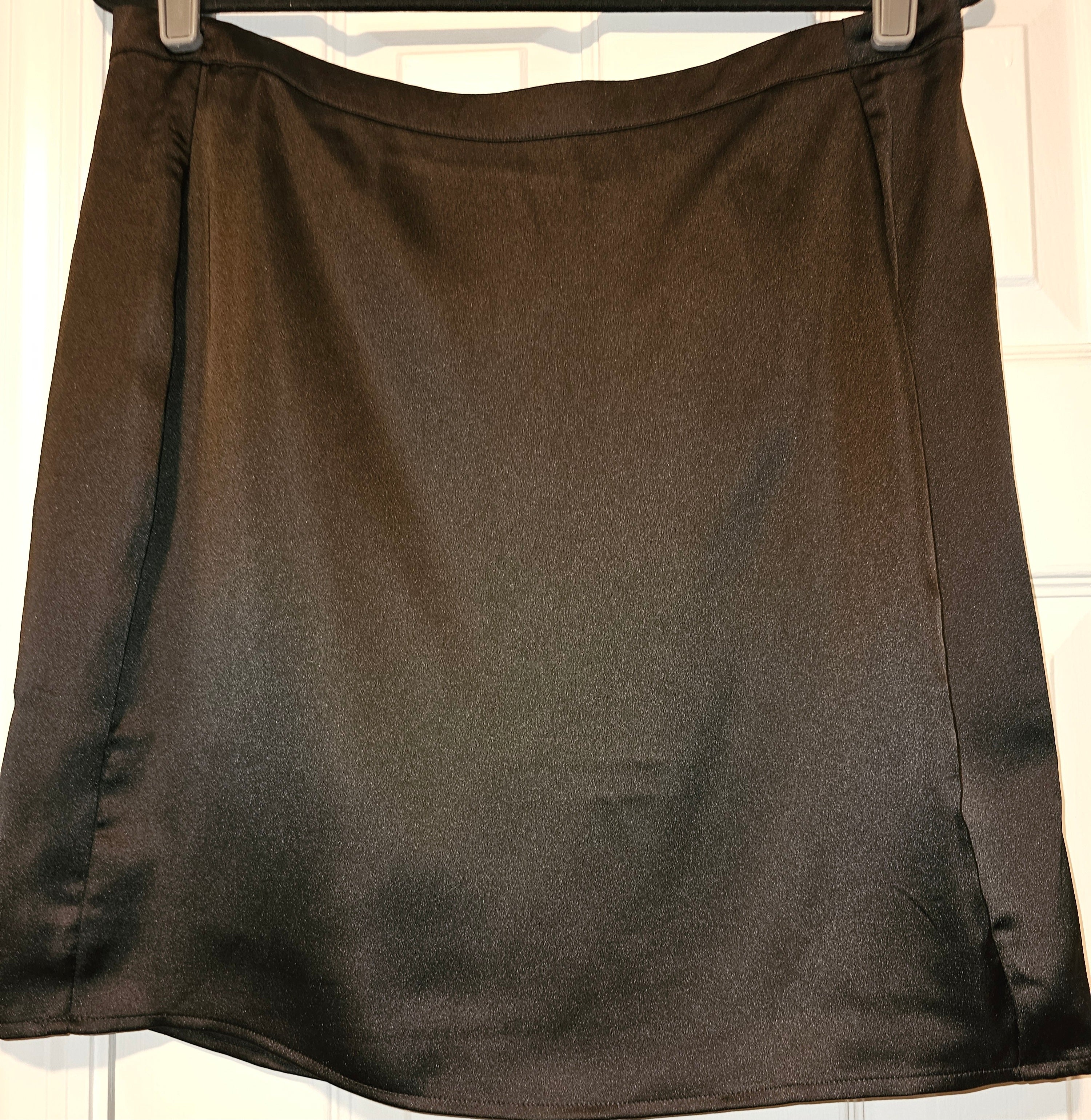 Black Satin Mini Skirt
