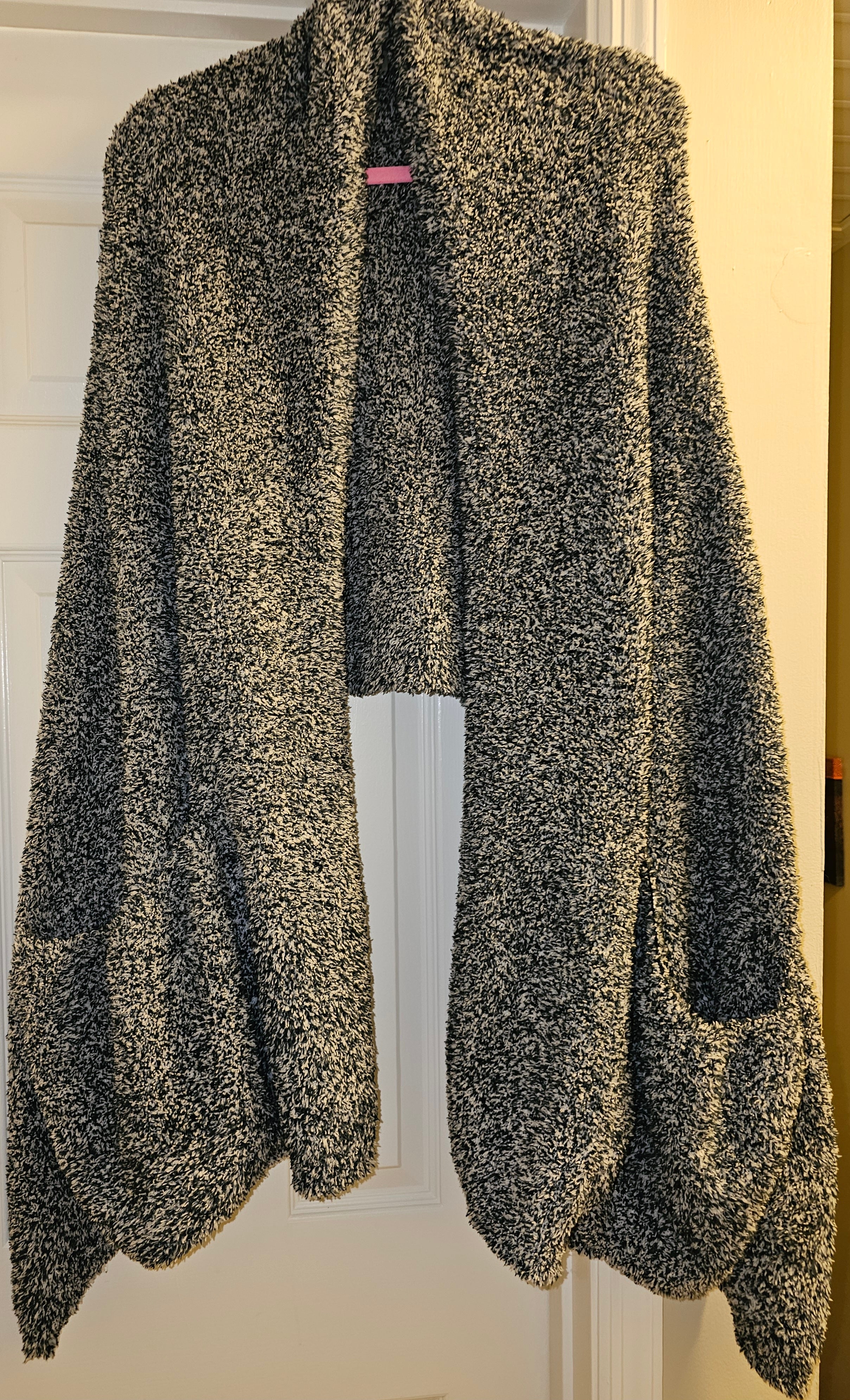 Dark Grey Sleeveless Knit Throw Sweater