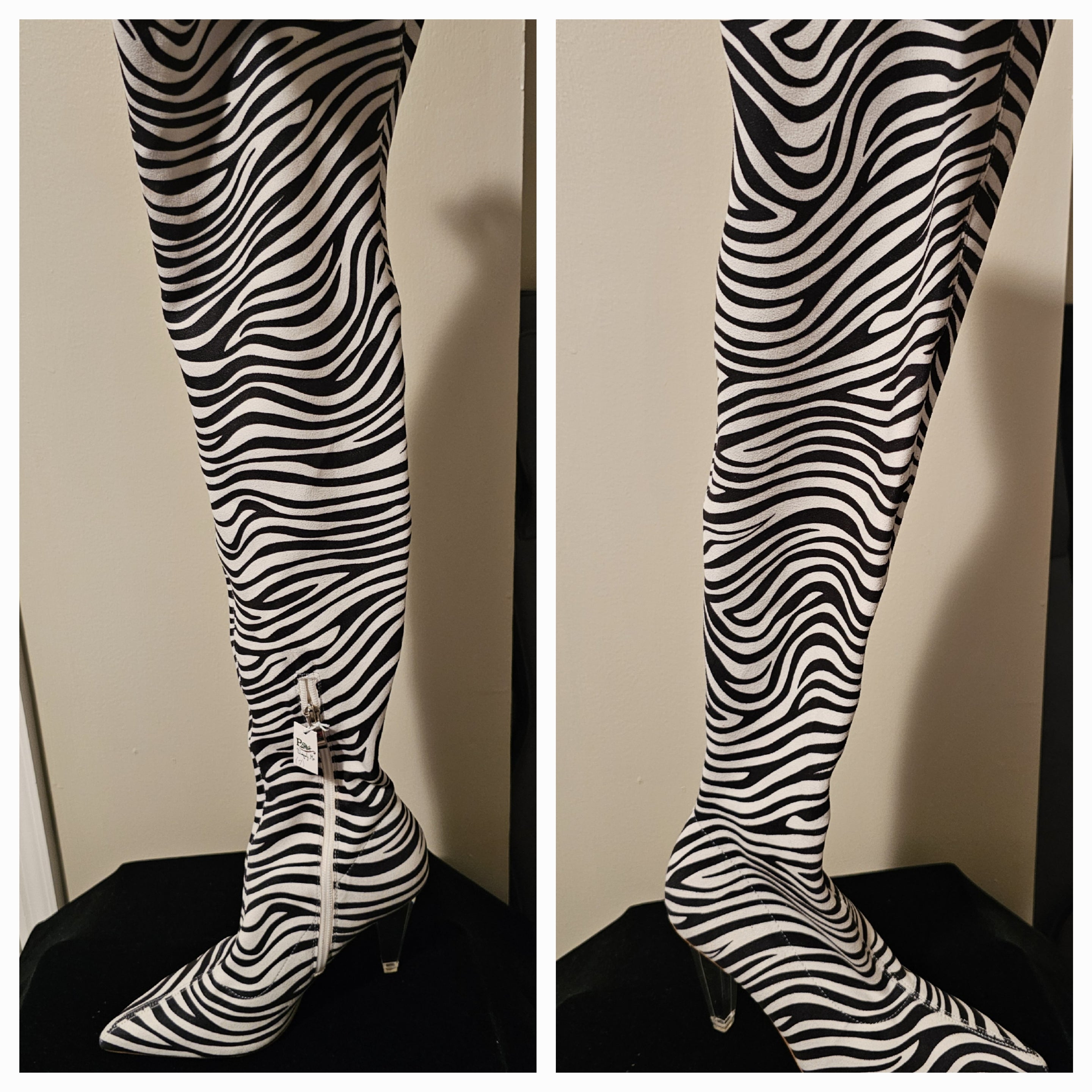 Black/White Lepard Print Boots