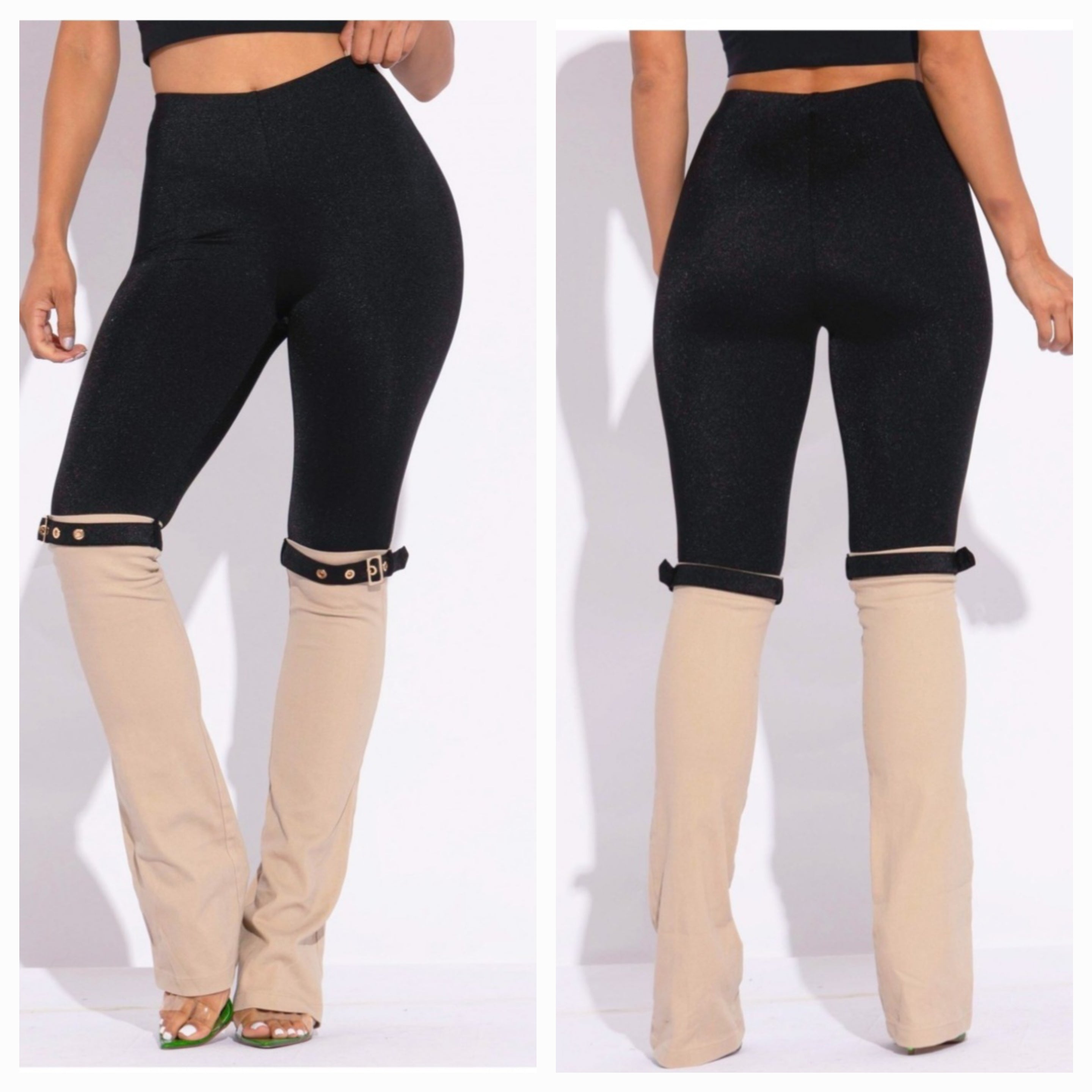 Black & Tan Khaki Leggings