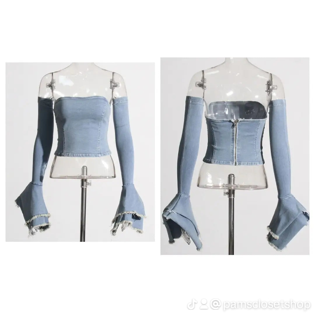 Jean Haulter Blouse With Detachable Sleeves