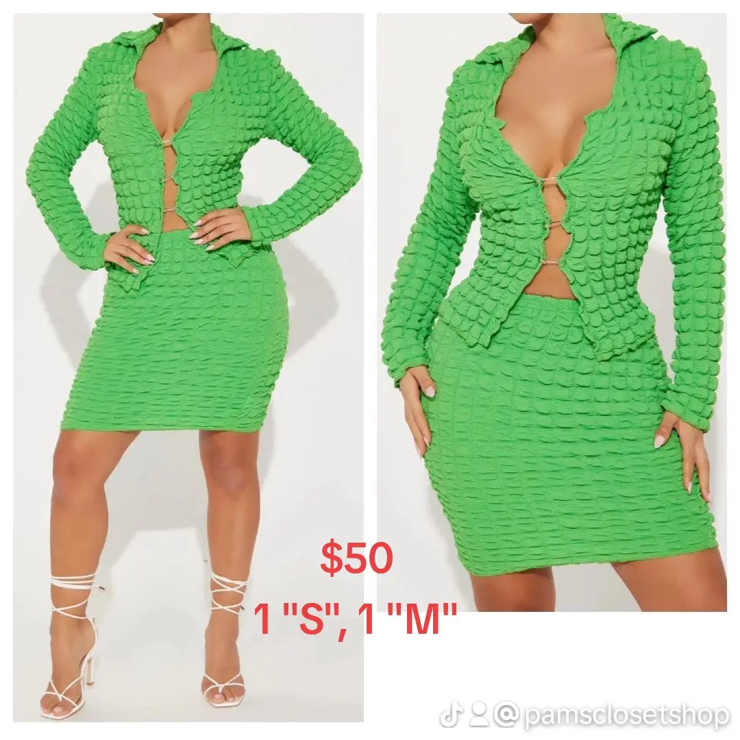 Green Knit Skirt Set