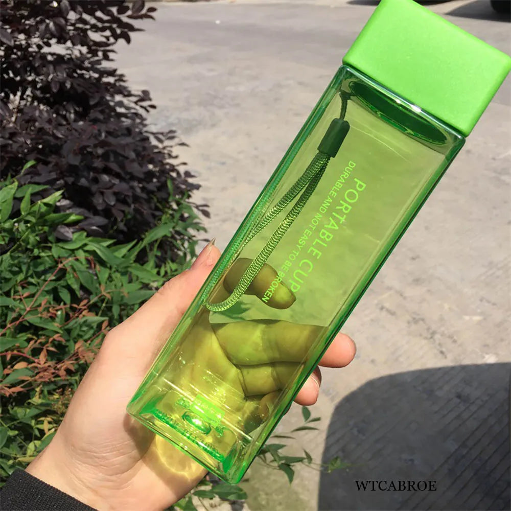 500ml kawaii my Square Water Bottles Creative Frosted Portable Outdoor Students Sports Water bottle Drinking Transparent Bottle