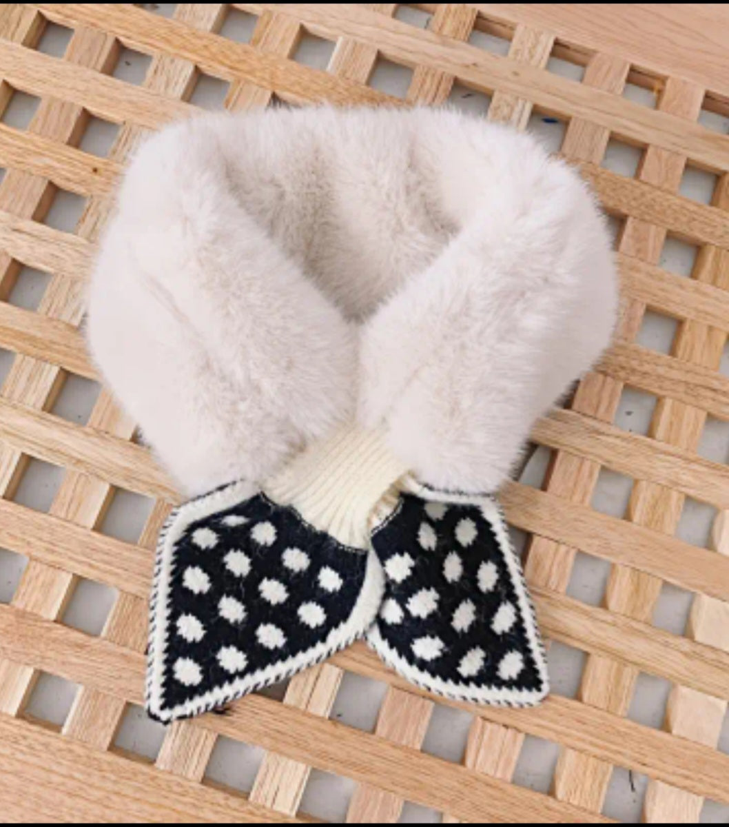Cream & Black Fur Neck Scarf