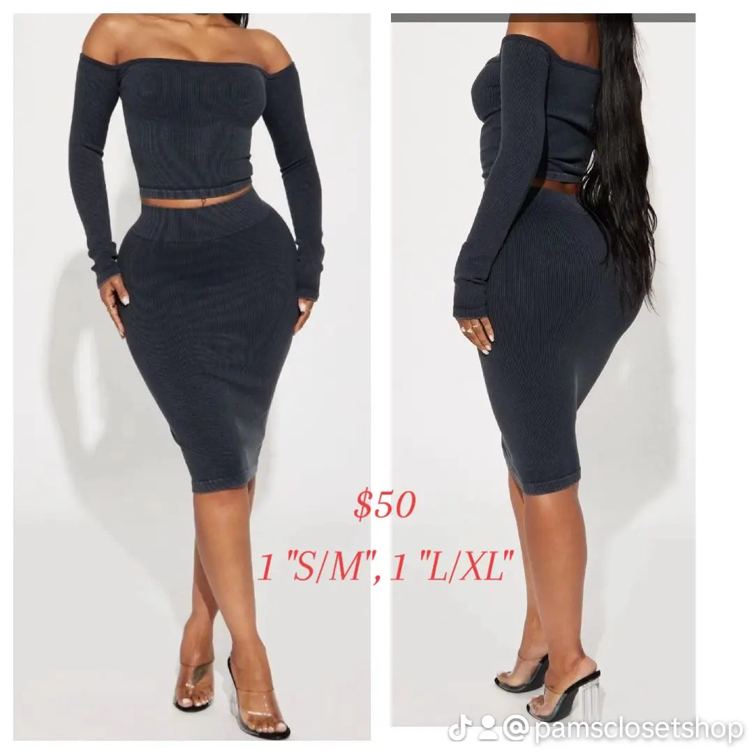 Knit Fitted 2-Piece Skirt Set